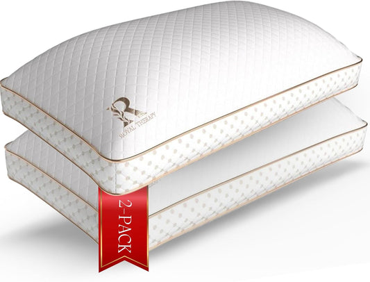 Royal Therapy 2-Pack King Memory Foam Pillow, Adjustable Shredded Odor-Free Pillow for Neck & Shoulder Pain Relief, Support for Back, Stomach, Side Sleepers, AirFlowPRO