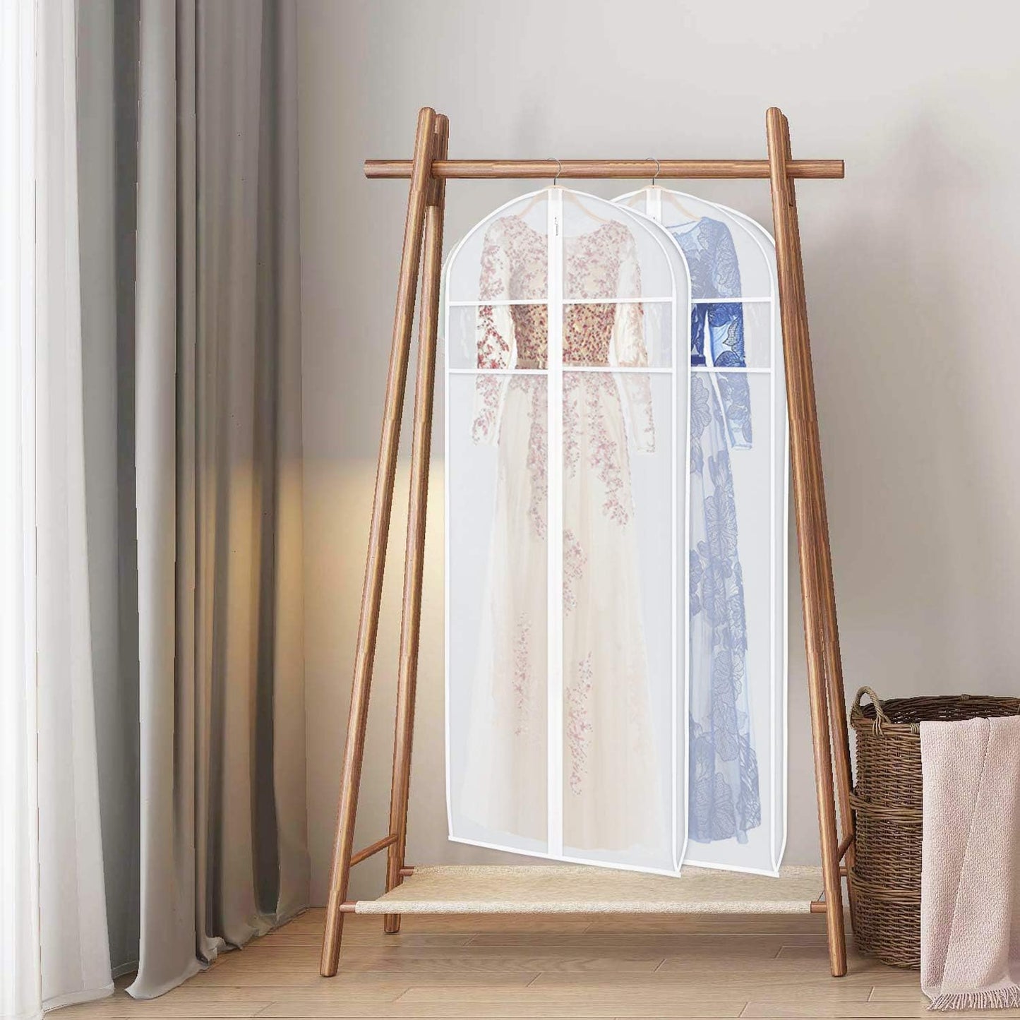 Zilink Dress Garment Bags for Storage 72-inch with Clear Window and 3" Gusset Dress Cover Bag for Long Evening Dresses,Fur Coat, Long Dress Gown Closet Storage