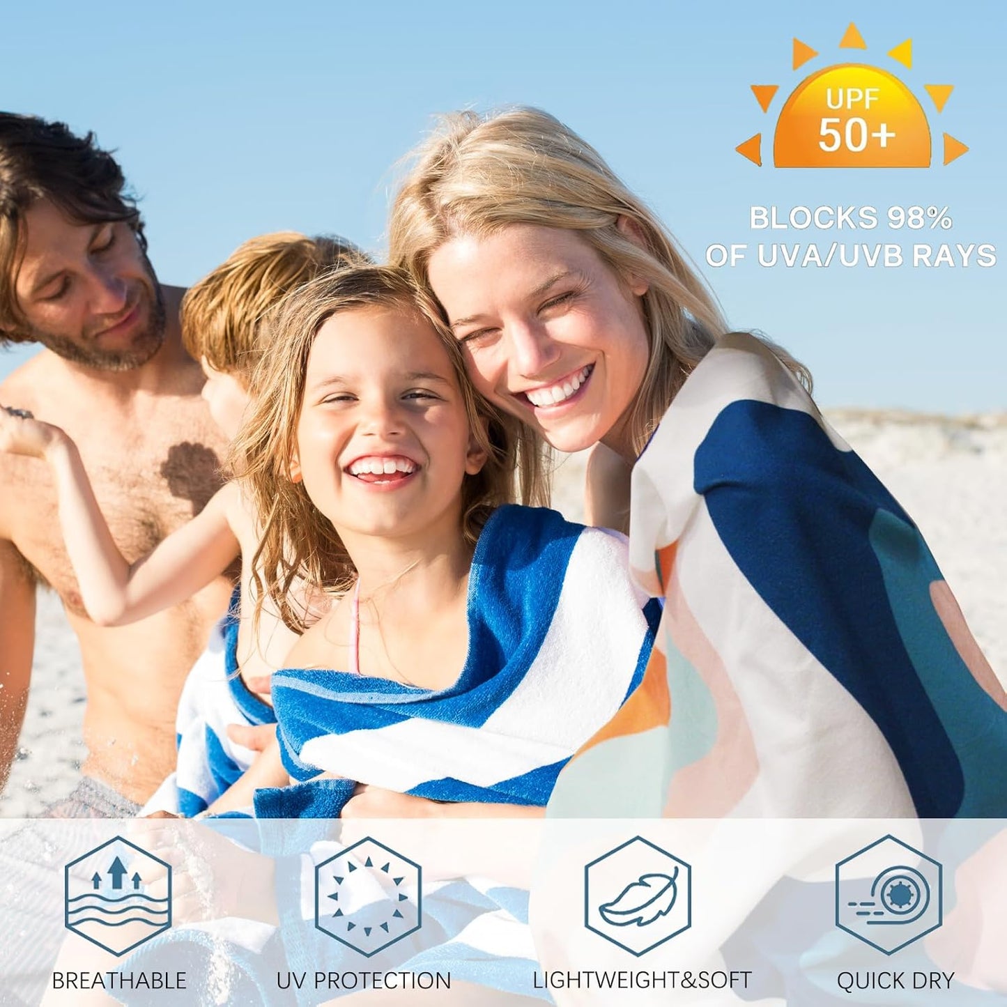 PY SUPER MODE 2 Pack Beach Towel - 75 x 35 inches Quick Dry Microfiber Beach Towels Oversized, Lightweight Soft and Absorbent Bath Towel Suitable for Swimming Pool Camping for Adults