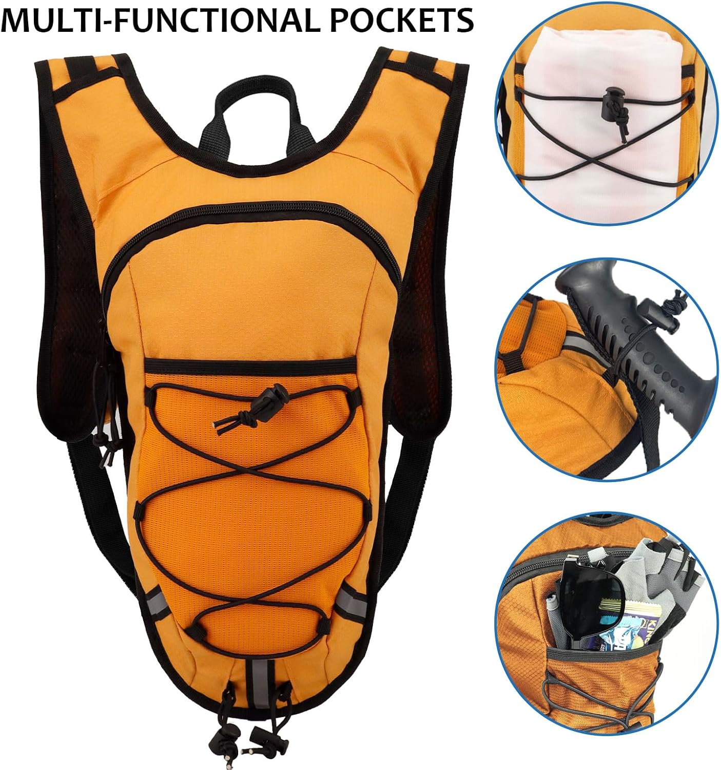 Lightweight Hydration Backpack 2L Water Bladder Pack for Running, Cycling, Hiking – Anti-Theft Water Backpack with Phone Holder, Trekking Pole Holder & Reflective Strips for Men & Women