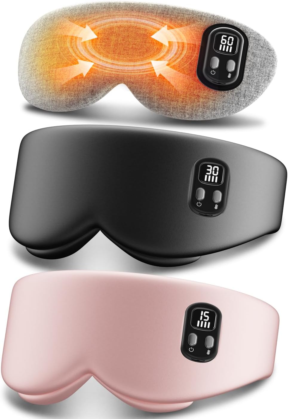 Heated Eye Mask - Cordless Eye Mask for Dry Eyes ｜4 Heating Levels ｜Timer Shutoff Functions｜Washable Dry Eye Relief｜1500mAh｜Sleep & Travel Essential｜Silk Fabric