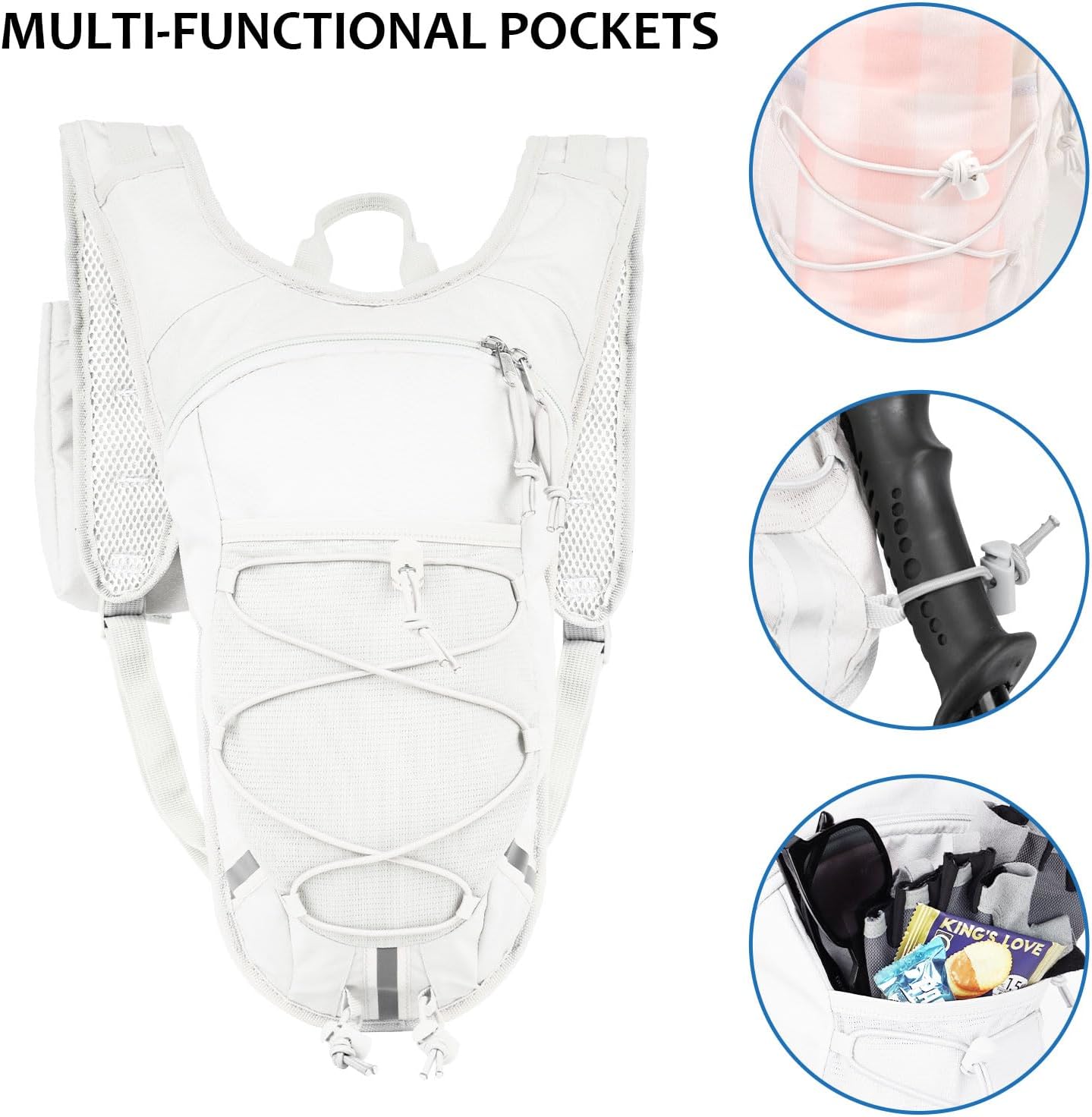 Lightweight Hydration Backpack 2L Water Bladder Pack for Running, Cycling, Hiking – Anti-Theft Water Backpack with Phone Holder, Trekking Pole Holder & Reflective Strips for Men & Women