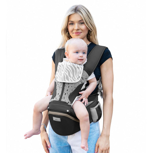 MOMTORY Carryall™ Pro Baby Carrier, Safety-Certified 6-in-1 Ultra Storage Baby Carrier Newborn to Toddler, Front & Back Baby Holder Carrier with Hip Seat, Pure Black