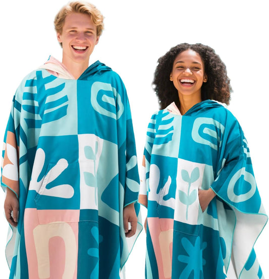 PY SUPER MODE Beach Hooded Towel Oversized - 60 x 40 inches Quick Dry Microfiber Beach Towels, Lightweight Soft and Absorbent Pool Towel Suitable for Bath Swimming Camping for Adults