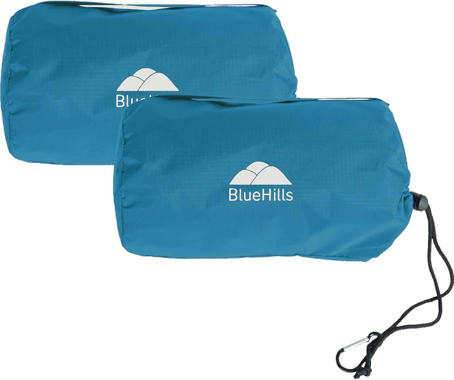 BlueHills Ultra Compact Travel Blankets for Two with Portable Carry Case Case Premium Soft Plush Large Airplane Blankets 2 Pack for Car Plane Train Hotel Layover Peacock -C204-2pk-Teal