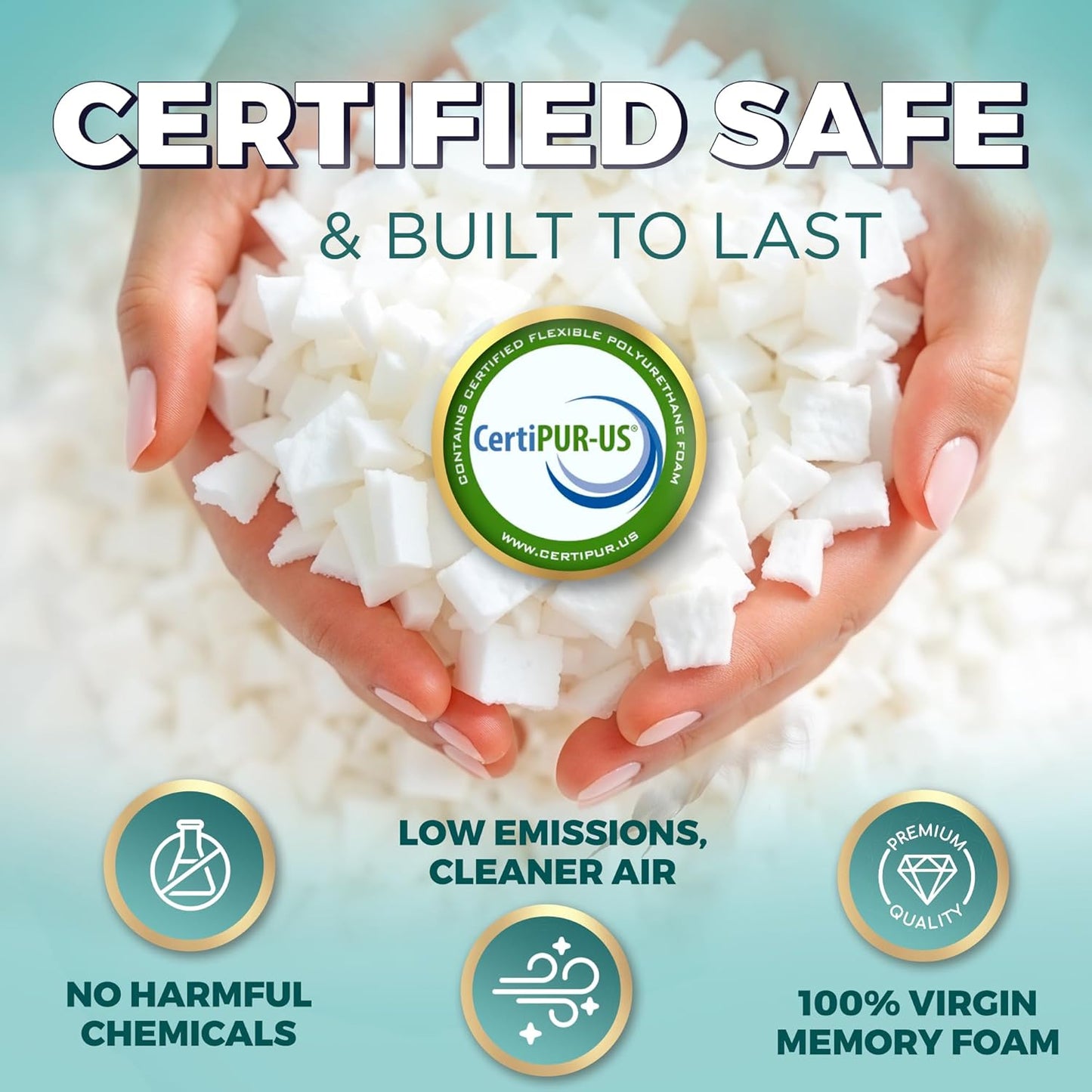 Royal Therapy Queen Memory Foam Pillows 4-Pack - Shredded Memory Foam Pillow for All Sleep Positions - Medium Firm Pillow with Adjustable Loft, Bamboo Rayon Cover, CertiPUR-US, Oeko-TEX Certified