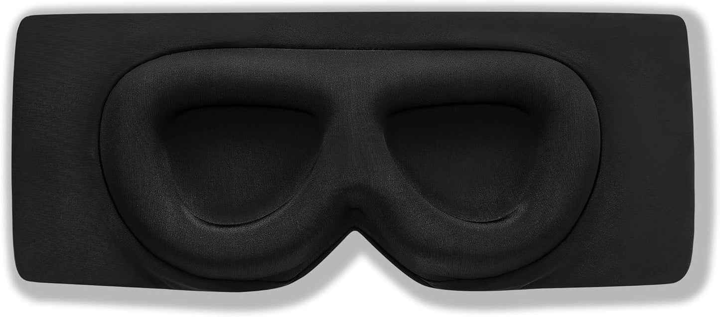 Sleep Mask ALASKA BEAR Wraparound Cool for Sensitive Sleeper Side or Back, Women and Men, Adjustable Headband Eye Mask and Earmuff Blindfold for Full Blackout, Upgraded w/o Buckles