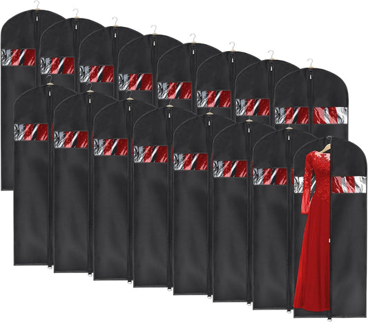 Univivi 16 Pack Suit Cover Bags 60 Inch Garment Bags for Hanging Clothes, Garment Bags for Women Dresses with Clear Window and ID Card Holder for Suit Jacket, Skirt, Shirt and Coat