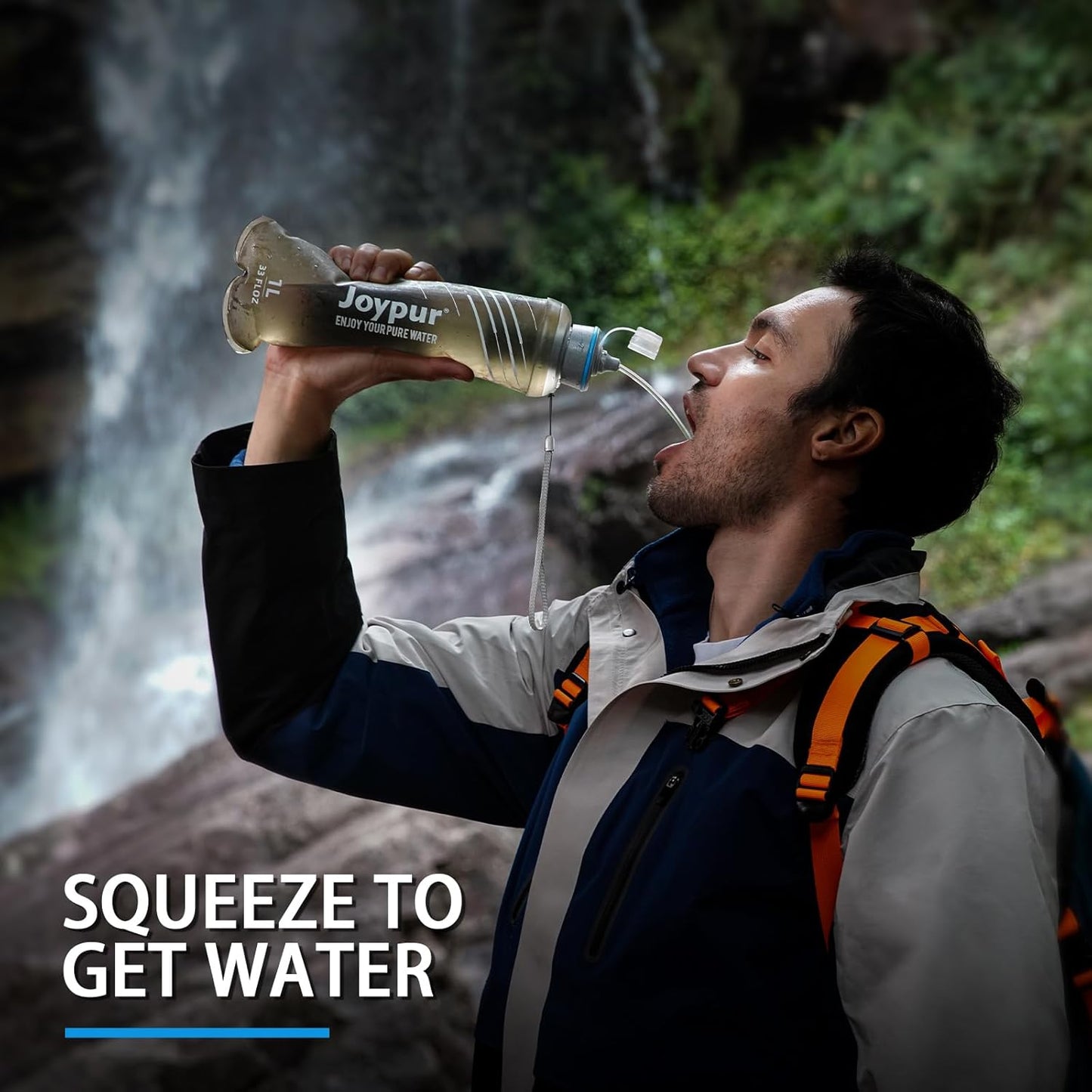 Water Filter Bottle Survival - 650/1000/2000ml Collapsible Water Bottle with NSF/FDA Certification with Filter Squeeze Water Filter Bottle Portable Water Filter Hiking Backpacking Camping