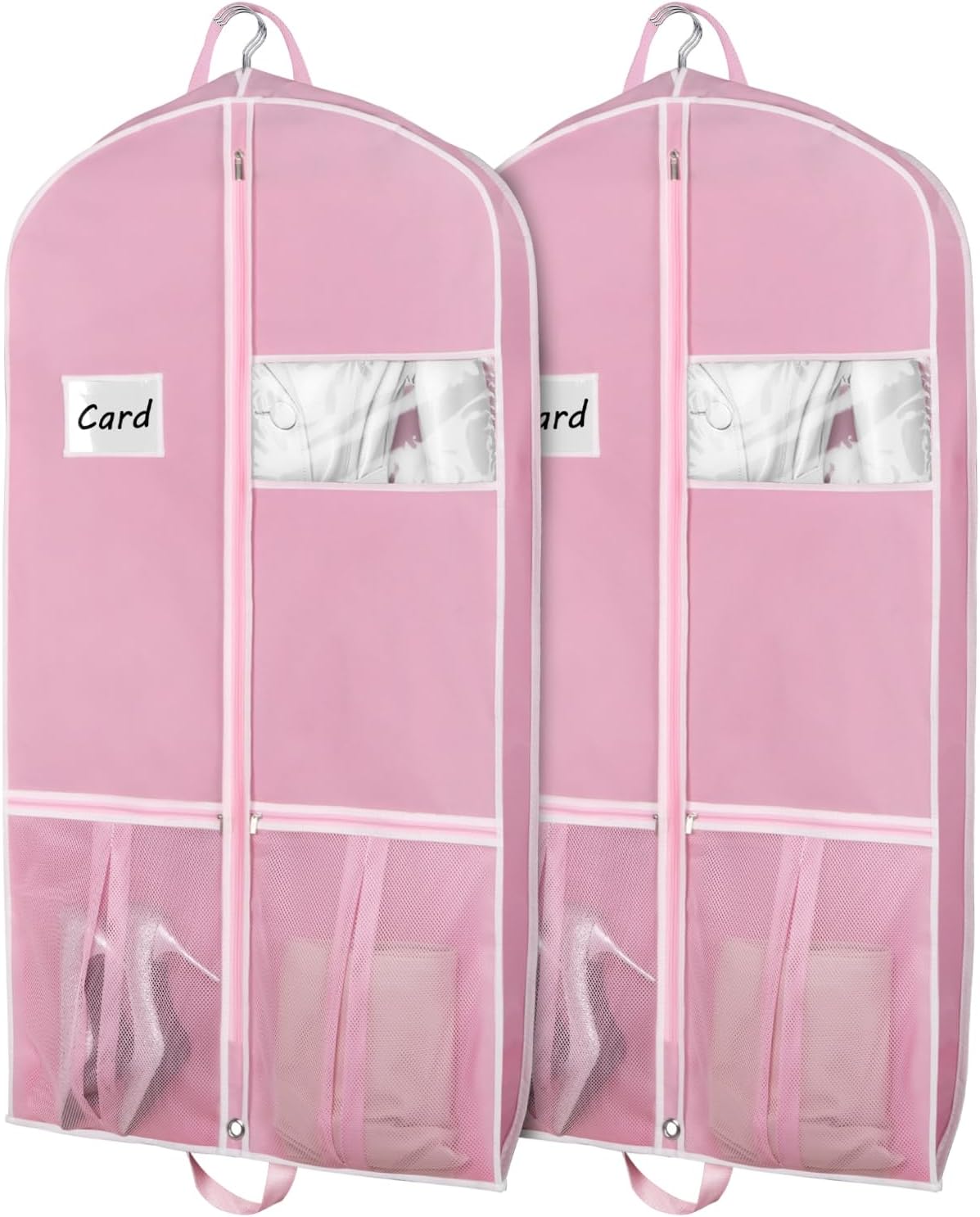 Zilink 43" Garment Bags for Travel for Women Carry on Suit Bags for Travel and Storage Gusseted Hanging Garment Bags with Handles for Coats, Jackets, Shirts,Dresses, Pink