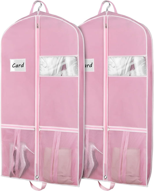 Zilink 43" Garment Bags for Travel for Women Carry on Suit Bags for Travel and Storage Gusseted Hanging Garment Bags with Handles for Coats, Jackets, Shirts,Dresses, Pink