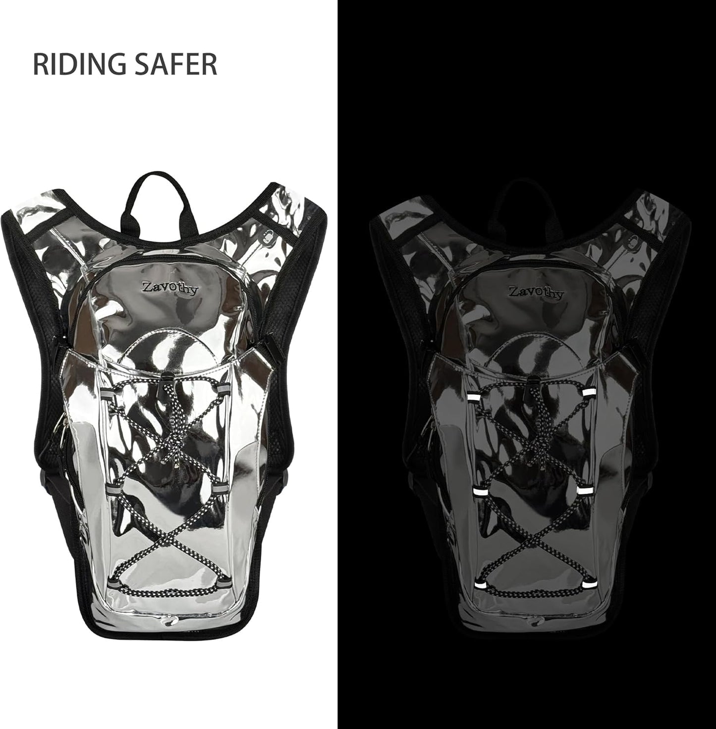 Reflective Hydration Backpack, Hydration Pack - Water Backpack with 2L/3L Hydration Bladder, Essential for Festivals - Rave Hydration Pack for Hiking, Running, Cycling, and Festivals