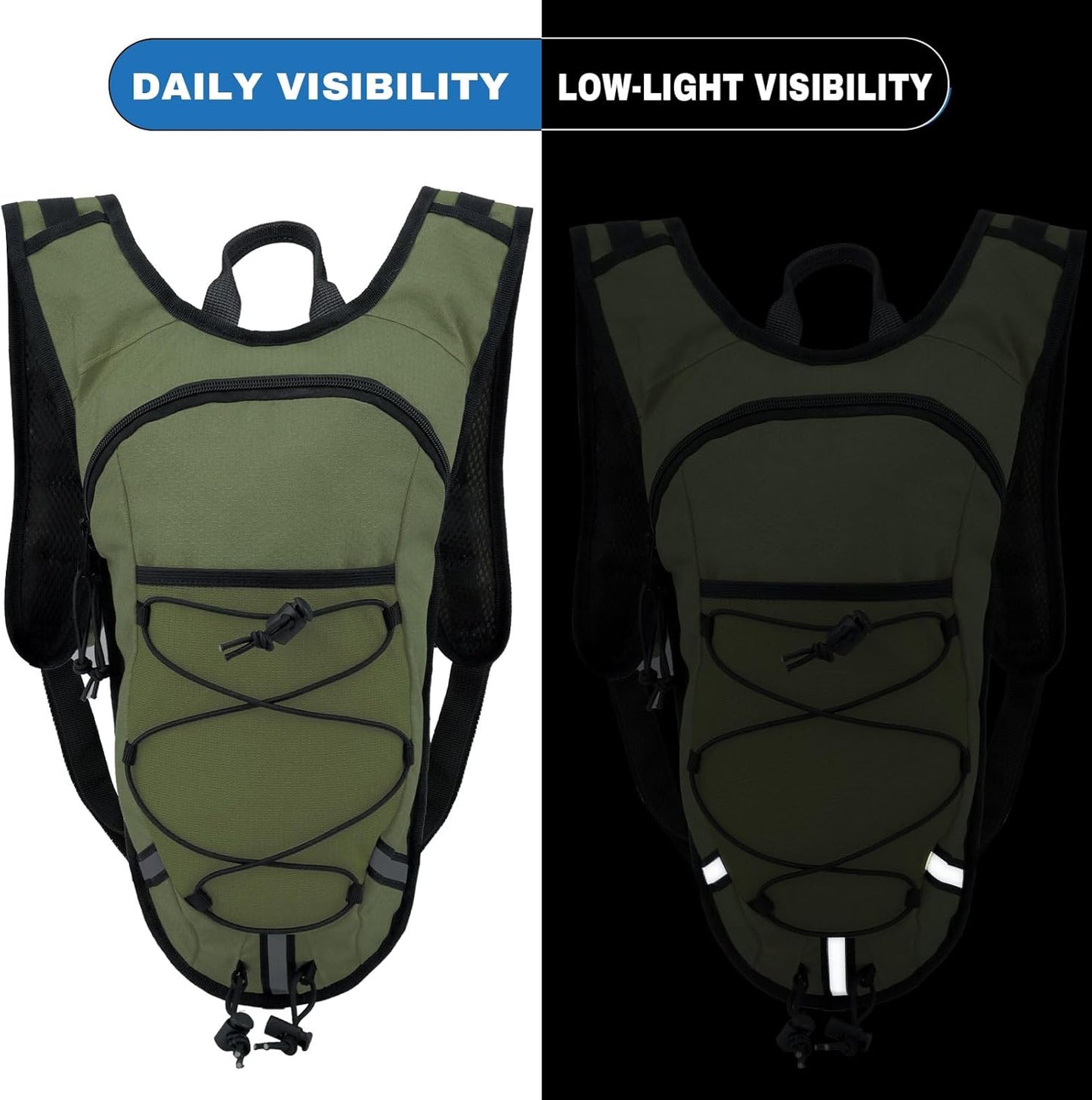 Lightweight Hydration Backpack 2L Water Bladder Pack for Running, Cycling, Hiking – Anti-Theft Water Backpack with Phone Holder, Trekking Pole Holder & Reflective Strips for Men & Women