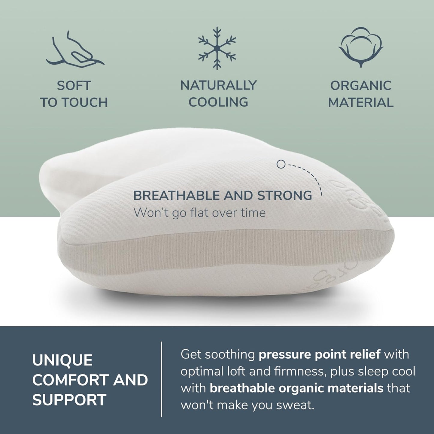 Naturepedic Organic Latex Side Sleeper Pillow - Standard/Queen Bed Pillow with Shoulder Cutout - Luxury Pillow for Back Support and Neck Pain Relief