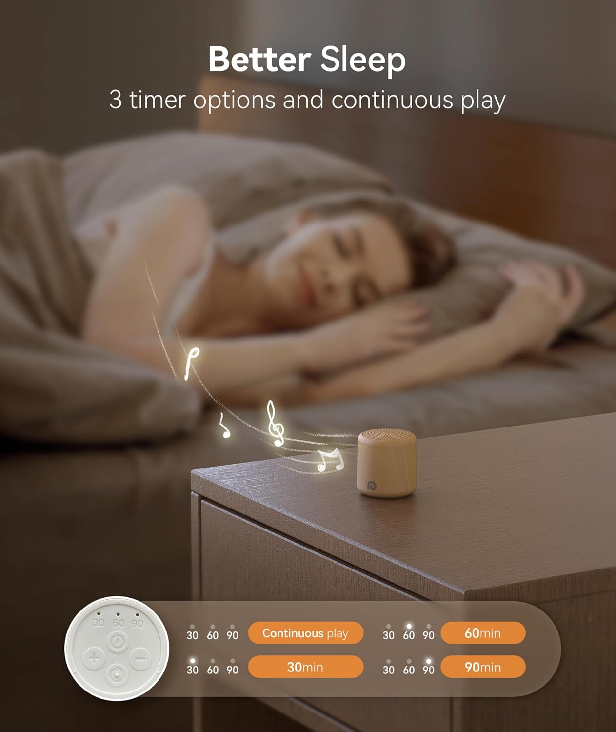 Dreamegg Sound Machine for Baby&Adults - Travel Sound Machine for Sleep, Features Powerful Battery, Egg-Sized, 16 Soothing Sounds, Timer, Sound Machine for Baby Adults Office Privacy Home Gift, Wood