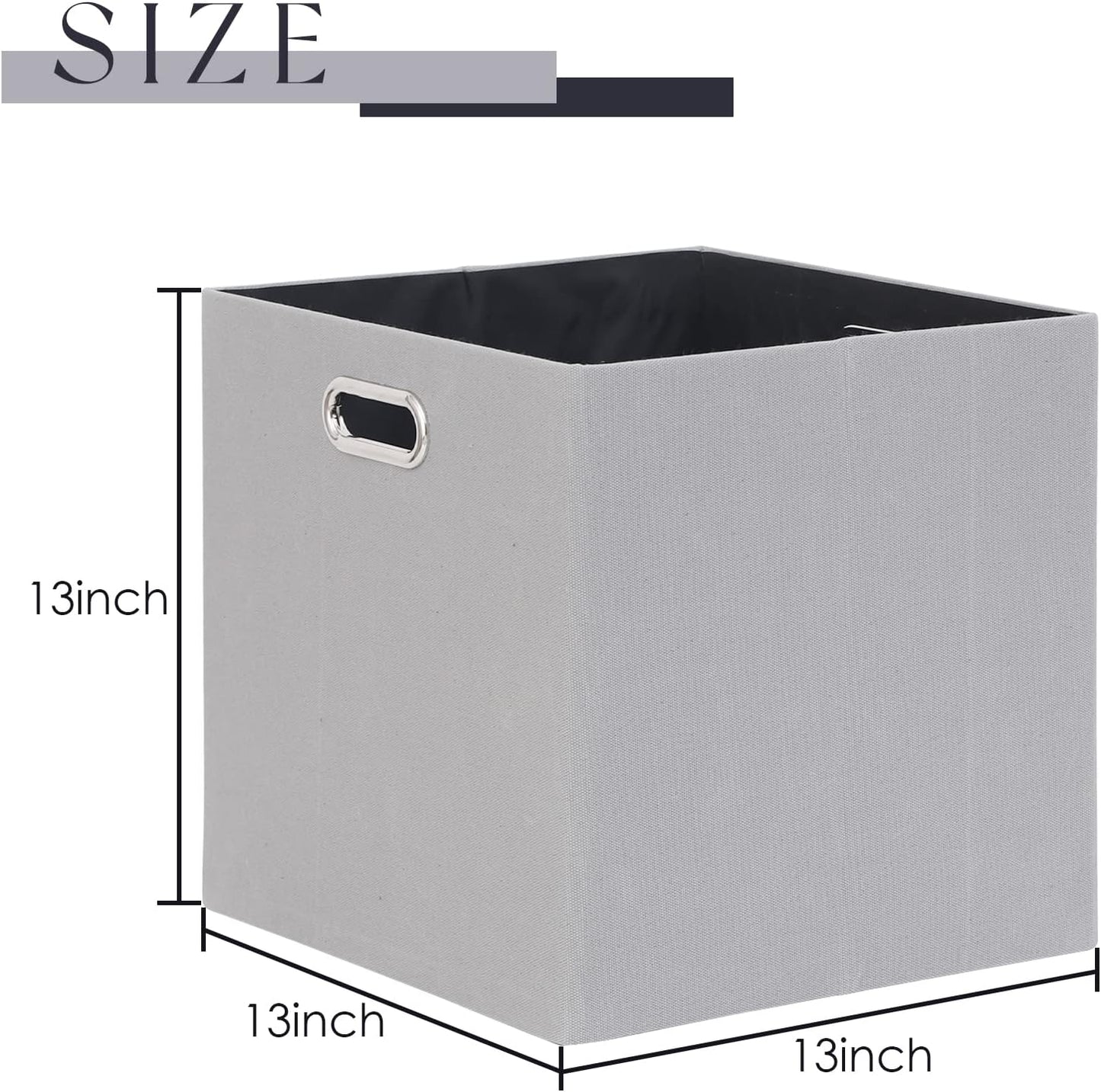 Cube Storage Bins 13×13 Polyester Foldable Box with Handles, Collapsible Organization Basket Set of 4 Large Capacity Drawer for Closet Shelf Cabinet Bookcase Bedroom, Light Gray