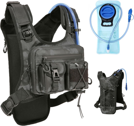 USA Original Patent Running Hydration Vest Backpack, Lightweight Chest Pack with 2.0L Water Bladder Bag Daypack for Hiking Running Cycling Race Marathon for Women Men