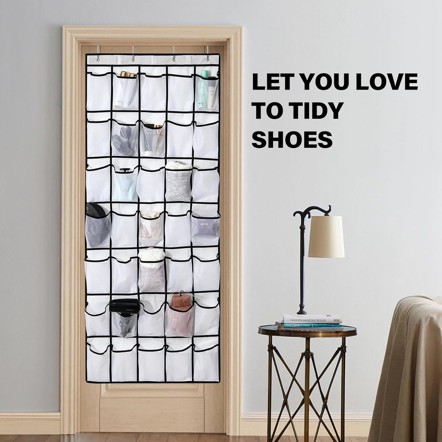 35Large Pockets Over The Door Shoe Organizer, Mesh Pockets Shoe Holder Rack, Capacity Shoe Hanging Storage，door shoe rack With 4 Metal Hook.