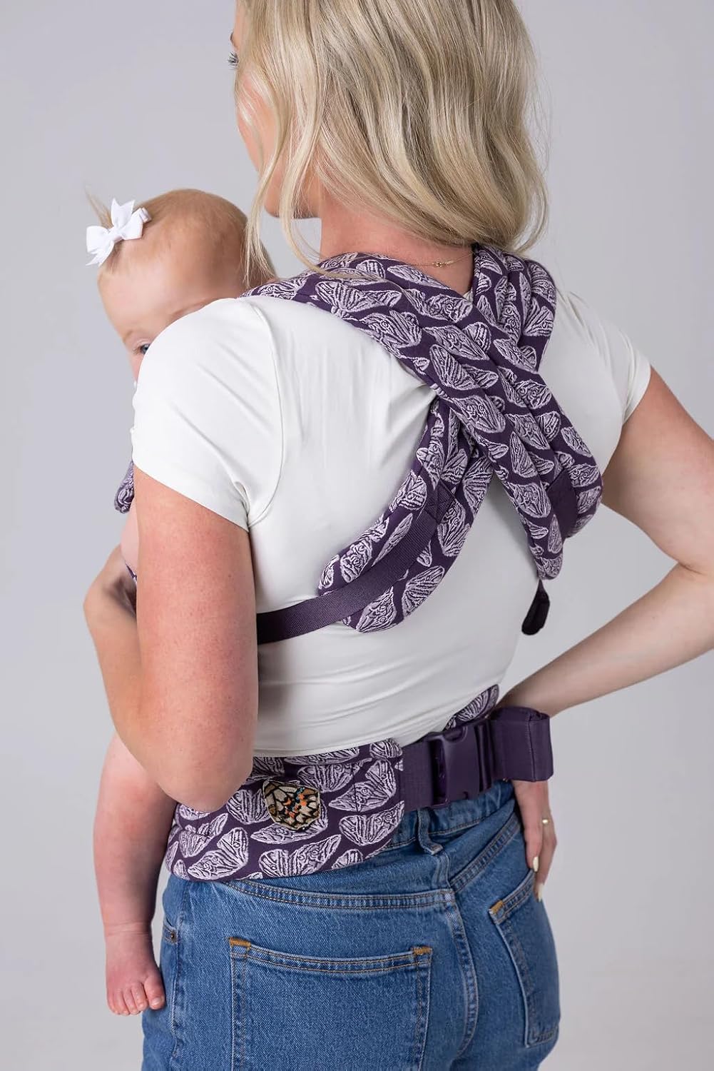 Mabē Monarch Ergonomic Baby Carrier – Premium Cotton Soft Structured Newborn to Toddler Carrier with Hip-Healthy Design, 3 Carry Positions (7-35lbs), Lightweight & Breathable, (Violet Wings)