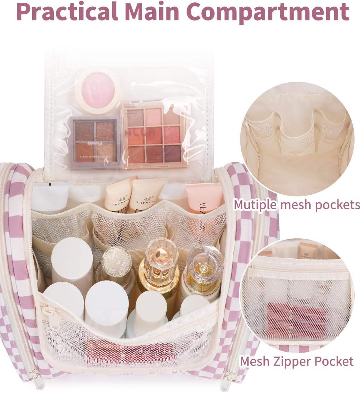 Narwey Hanging Toiletry Bag for Women Travel Makeup Bag Organizer Toiletries Bag for Cosmetics Essentials Accessories