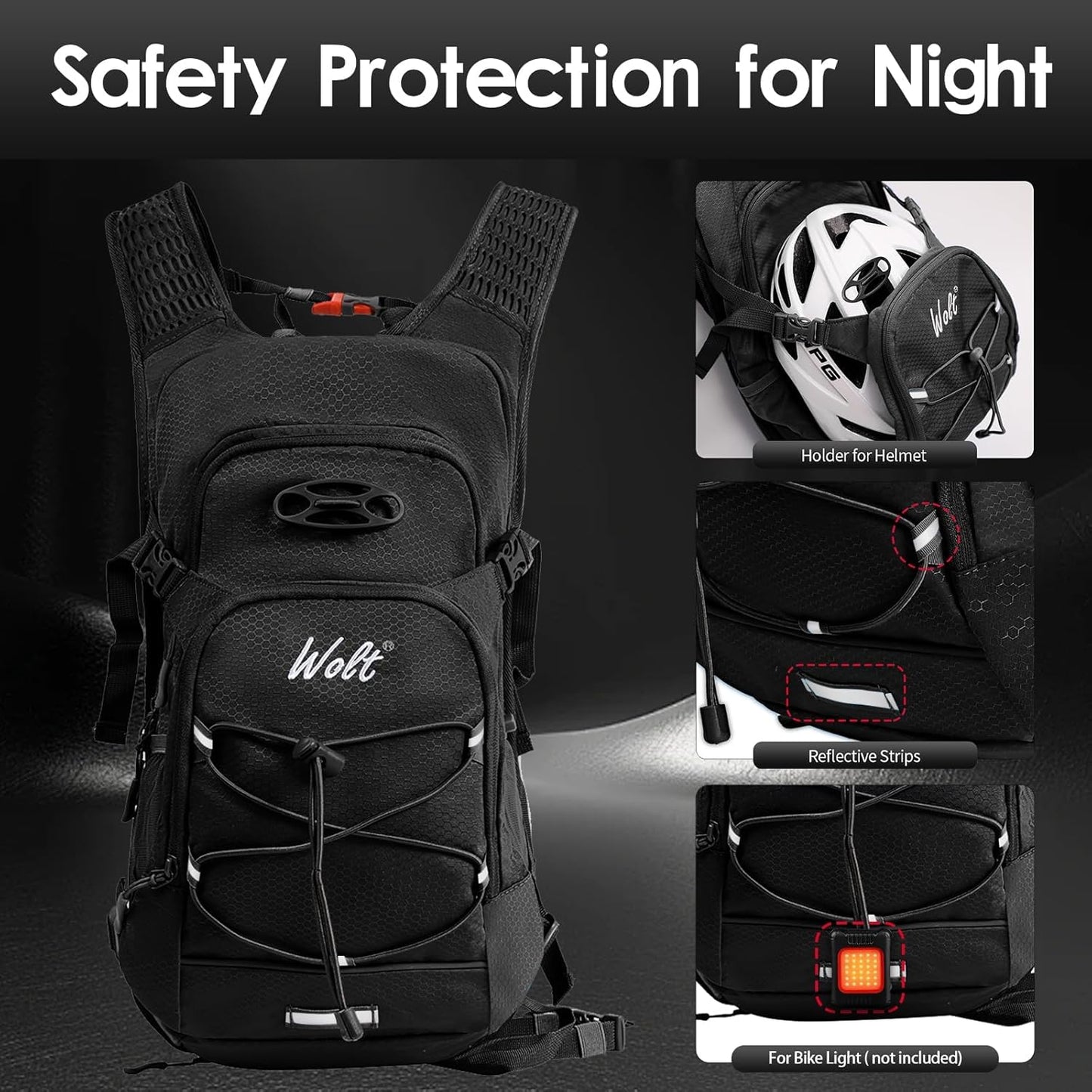 WOLT Hydration Backpack 18L Hiking Water Backpack with 2L Water Bladder for Men Women, Hydration Pack for Running Cycling Biking and Climbing