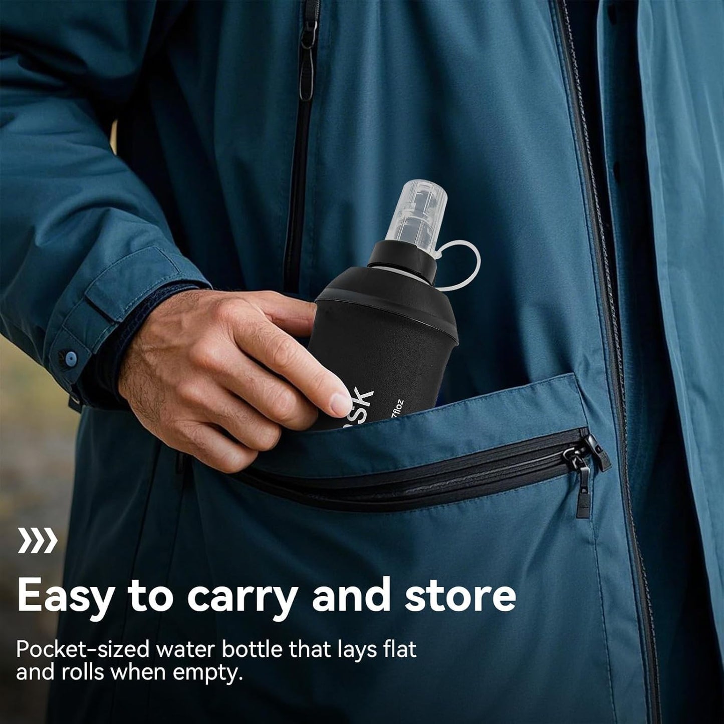 AXEN Soft Flask TPU Foldable Running Hydration Flask, Soft Collapsible Water Bottle for Hydration Pack Cycling Marathon Running Hiking