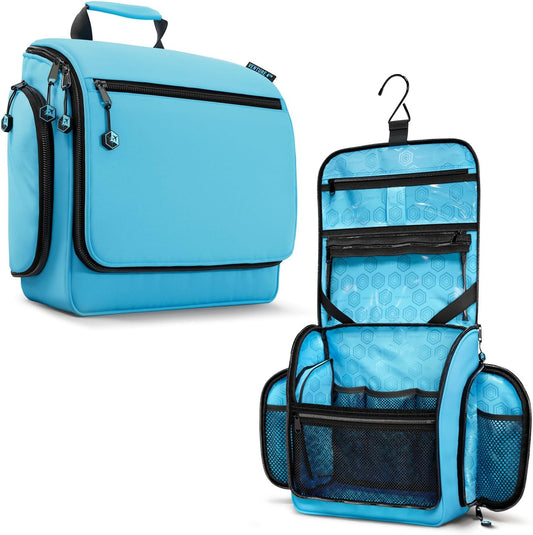VENTURE 4TH Hanging Travel Toiletry Bag for Women & Men - Travel Organizer with Expandable Compartments & Removable Clear Pouch for Toiletries (Light Blue)