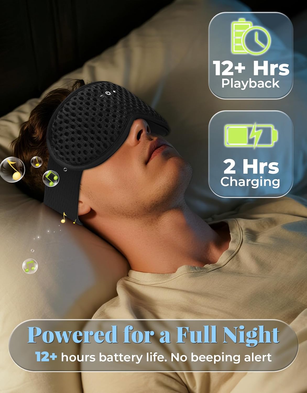 Adjustable 3D Contoured Sleep Mask with Bluetooth Headphones, Eye Masks for Sleeping, Wireless Sleeping Headphones for Men, Women, Cool Gadget Gift