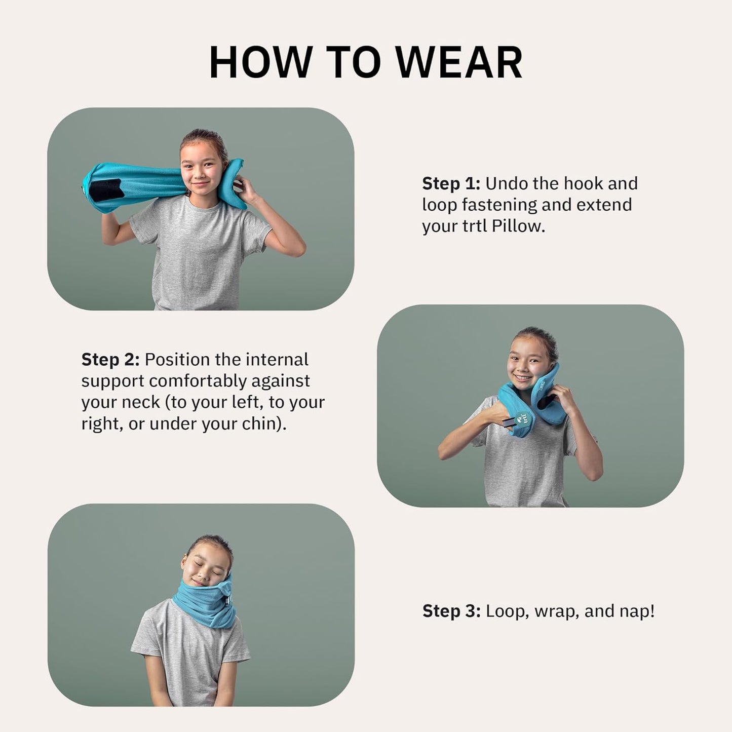 trtl Pillow - Scientifically Proven Super Soft Neck Support Travel Pillow - Machine Washable (Zebra, Junior)