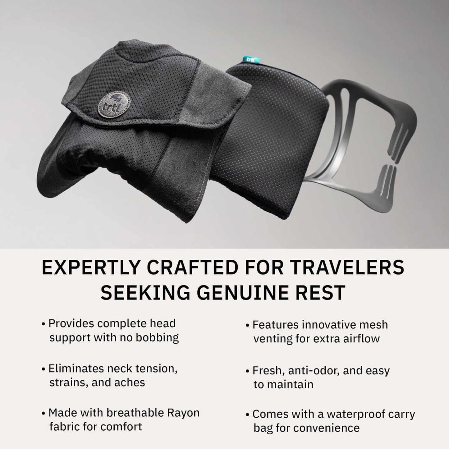 trtl Travel Pillow Cool for Neck Support- Cooling Neck Pillow with Cushioning Foam for Stability and Comfort, Breathable Fabric, Lightweight and Easy to Carry