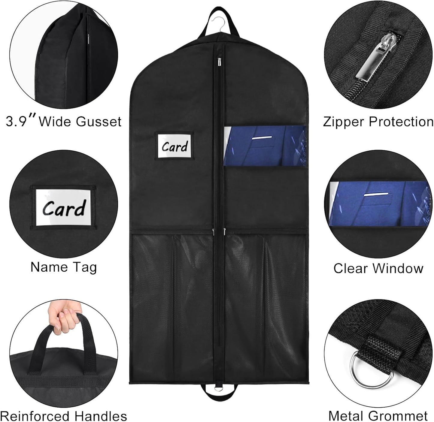 Zilink Suit Bags for Men Travel 43" Garment Bags for Travel with Pockets Waterproof Suit Cover Bags for Suits,T-shirts Jackets, Coat