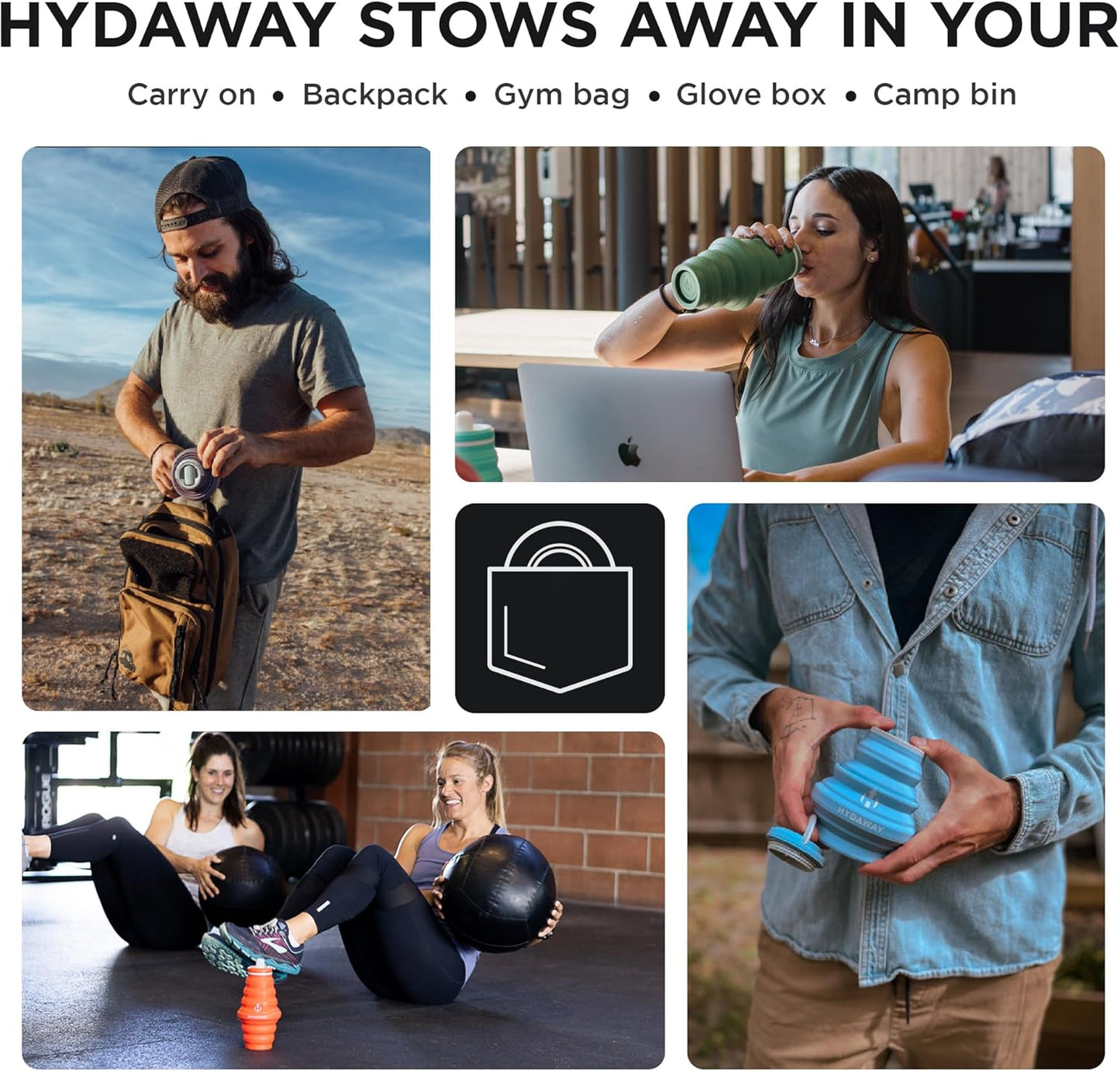 HYDAWAY 17oz Collapsible Water Bottle - BPA-Free, Leakproof, Lightweight, and Space-Saving - Perfect for Travel, Hiking, and Everyday Hydration