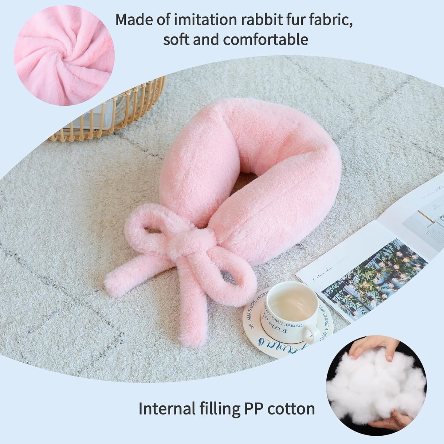 Travel Pillow Multifunctional Airplane Travel Neck Pillow Provides Neck and Lumbar Support During Travel Airplane Pillow Pink