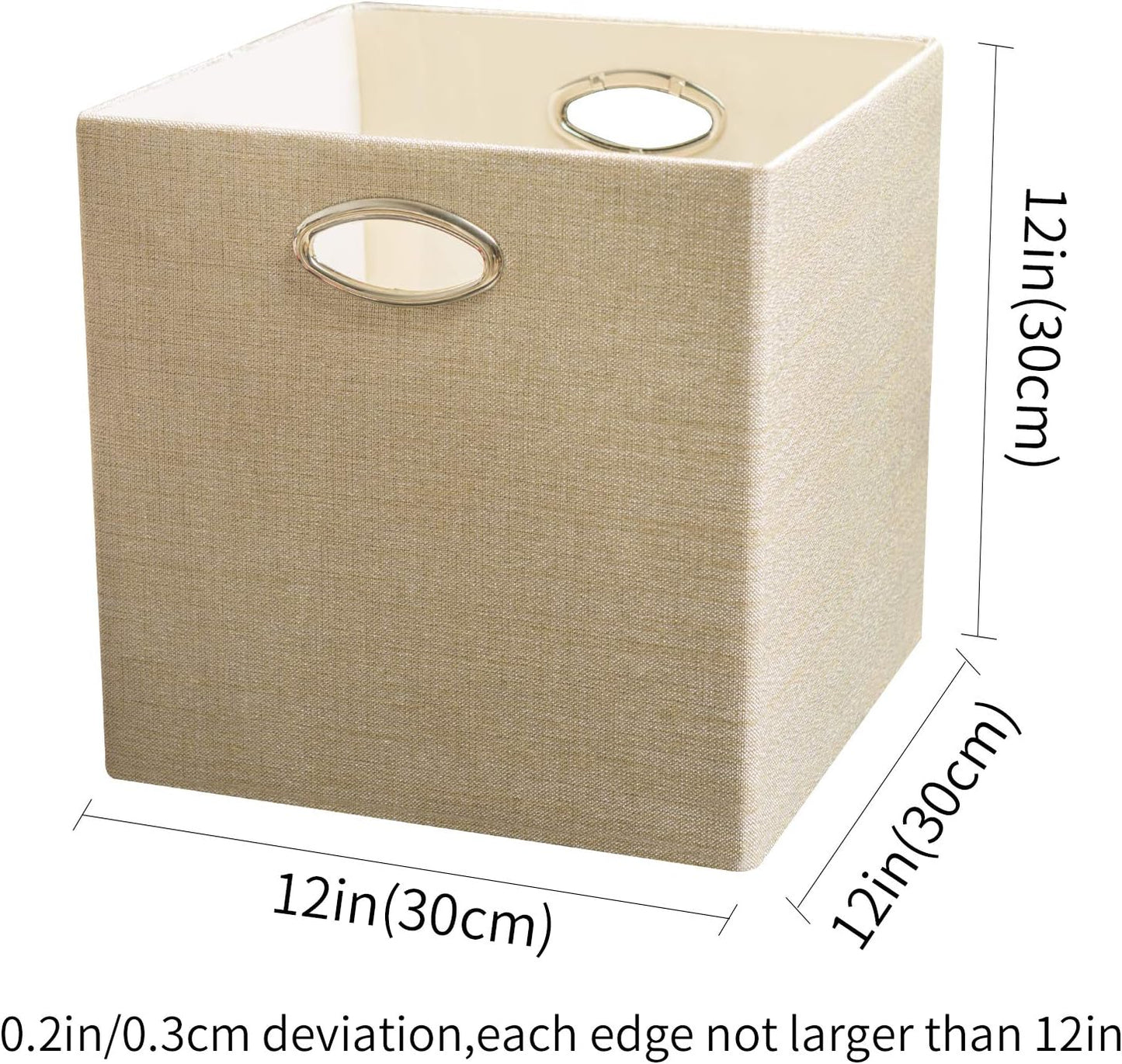 Posprica Storage Cubes, 12×12 Storage Bins, Fabric Drawers Organizer Basket, 4pcs, Beige