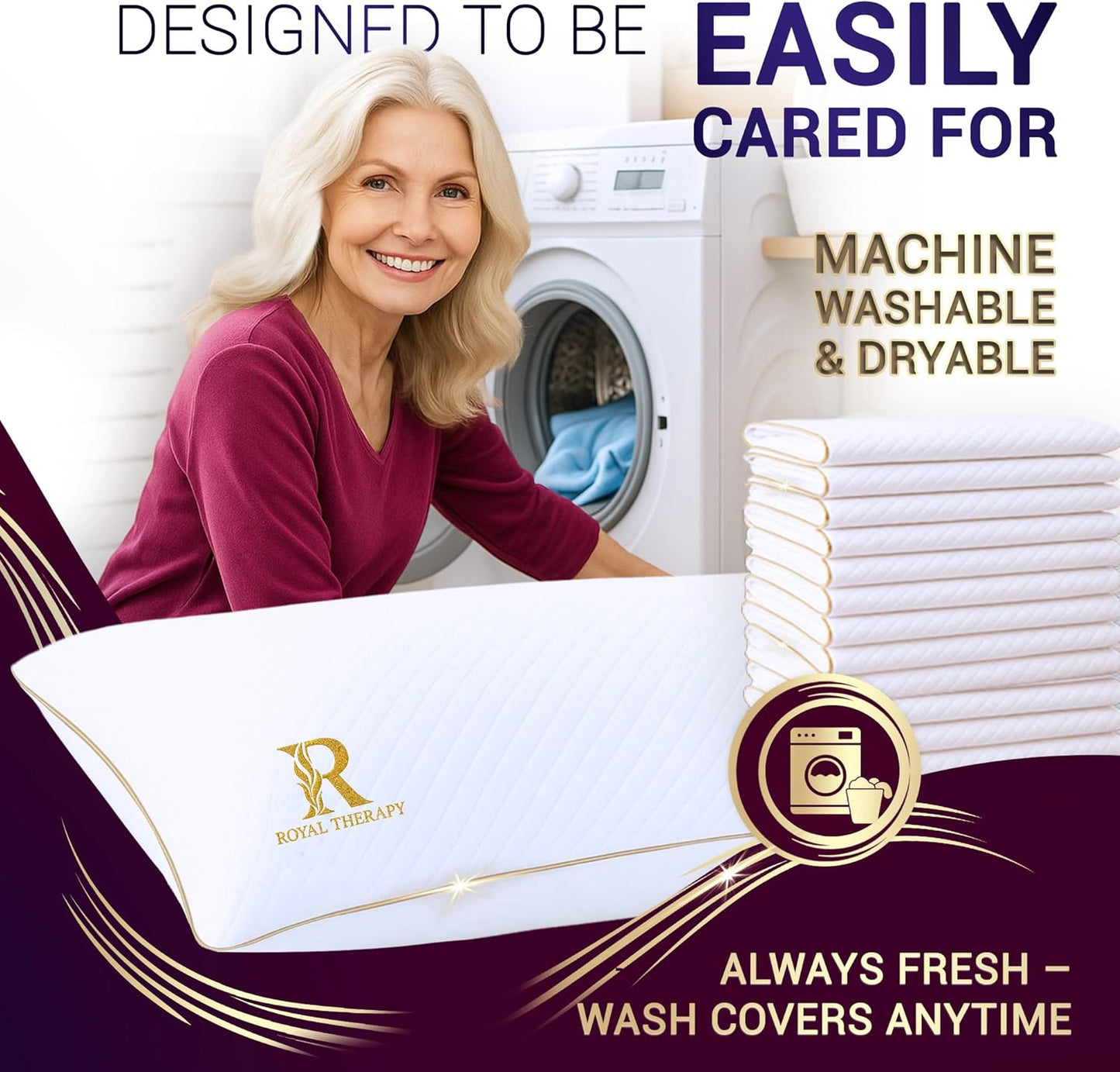 Royal Therapy Long Body Pillow – Full Body Pillow for Adults and Side Sleepers – Long Pillow for Bed with Cooling Memory Foam – Adjustable Firm Long Pillow for Back Pain, Hugging & Sleep Support