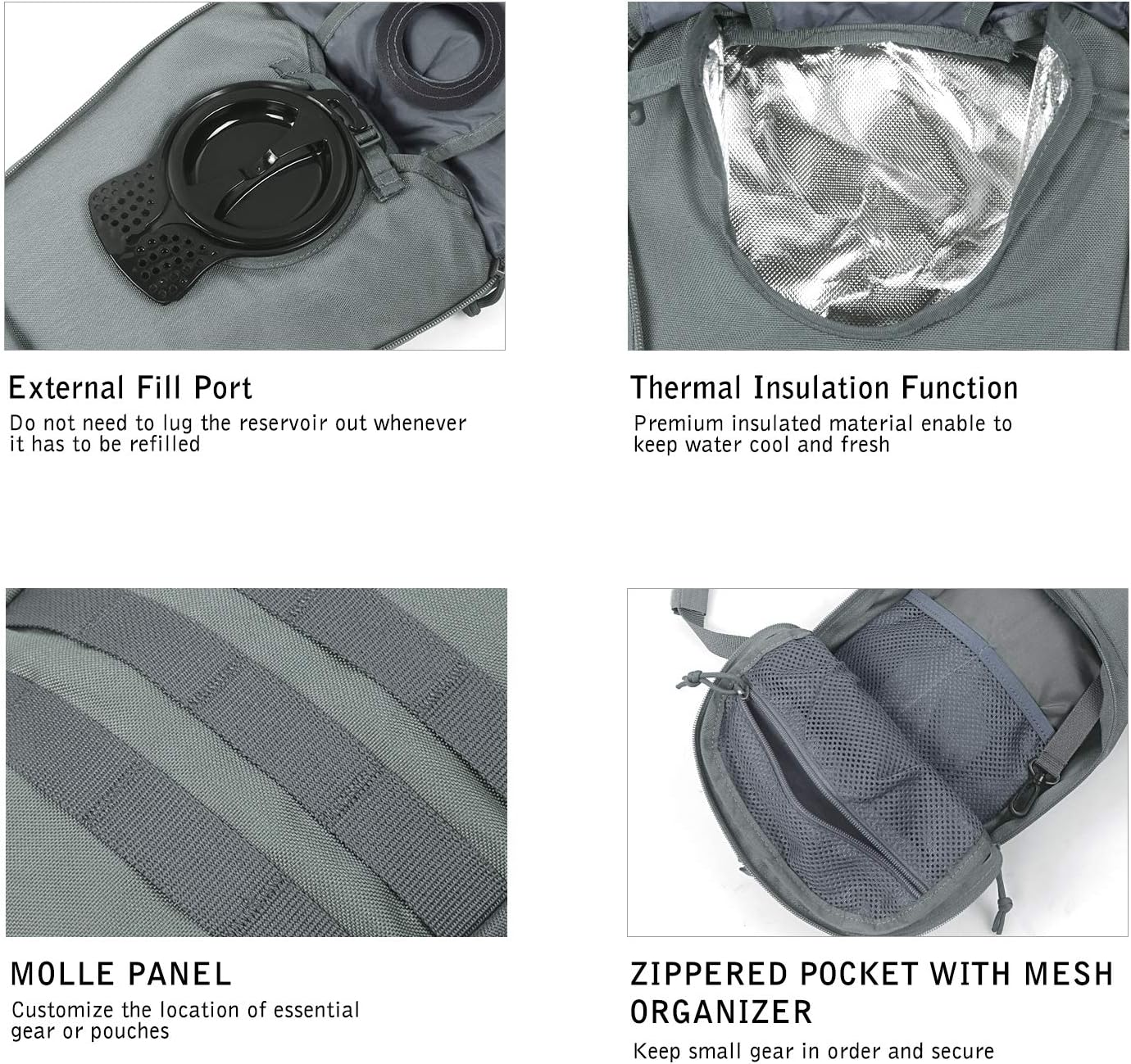 Unigear Tactical Hydration Packs Backpack 1050D with 3L Water Bladder, Thermal Insulation Pack Keeps Liquid Cool up to 4 Hours for Hiking, Cycling, Hunting and Climbing