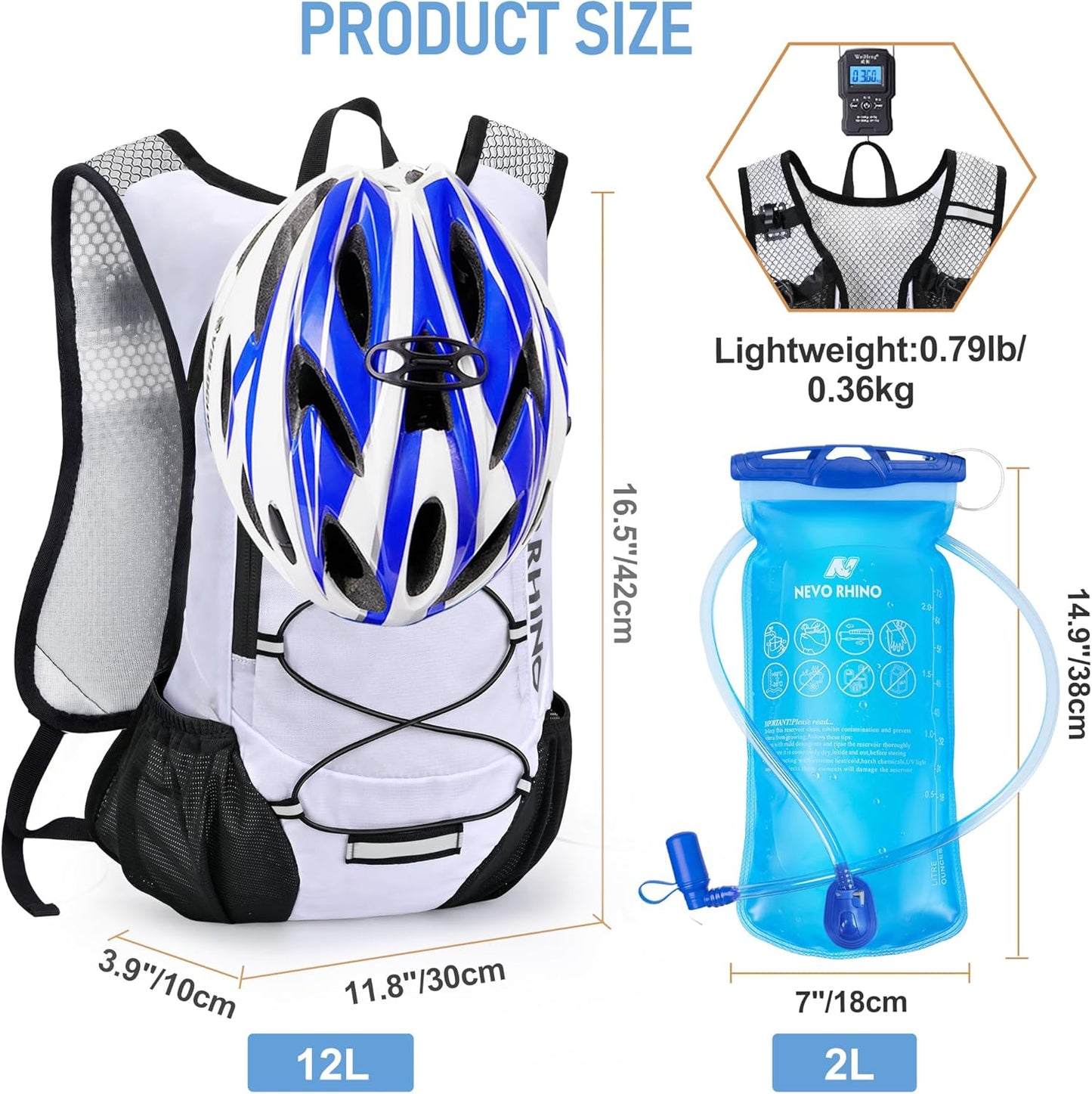 Lightweight Hydration Backpack, Running Backpack with 2L Water Bladder, Hydro Water Daypack for Cycling Hiking Rave for Men Women