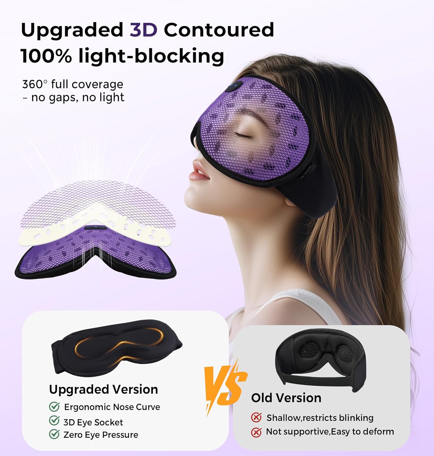 Sleep Mask Headphones with Bluetooth 5.4, LC-dolida Wireless Music Eye Mask for Sleeping Headphones Detachable 3D Eye Cups Cooling Breathable Bluetooth Eye Mask for Side Sleepers