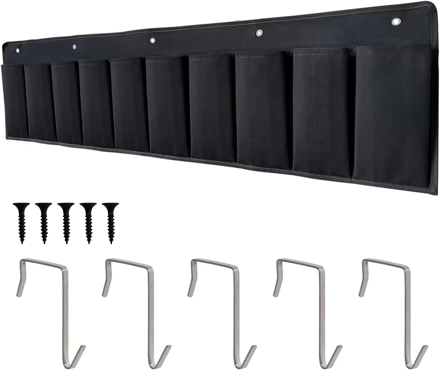 RV Shoe Pockets 10 Pockets Heavy Hanging Bedside Storage Organizer with Sturdy Hooks Storage Pockets Hangs on Bed for Shoes Toys and Tool Accessories