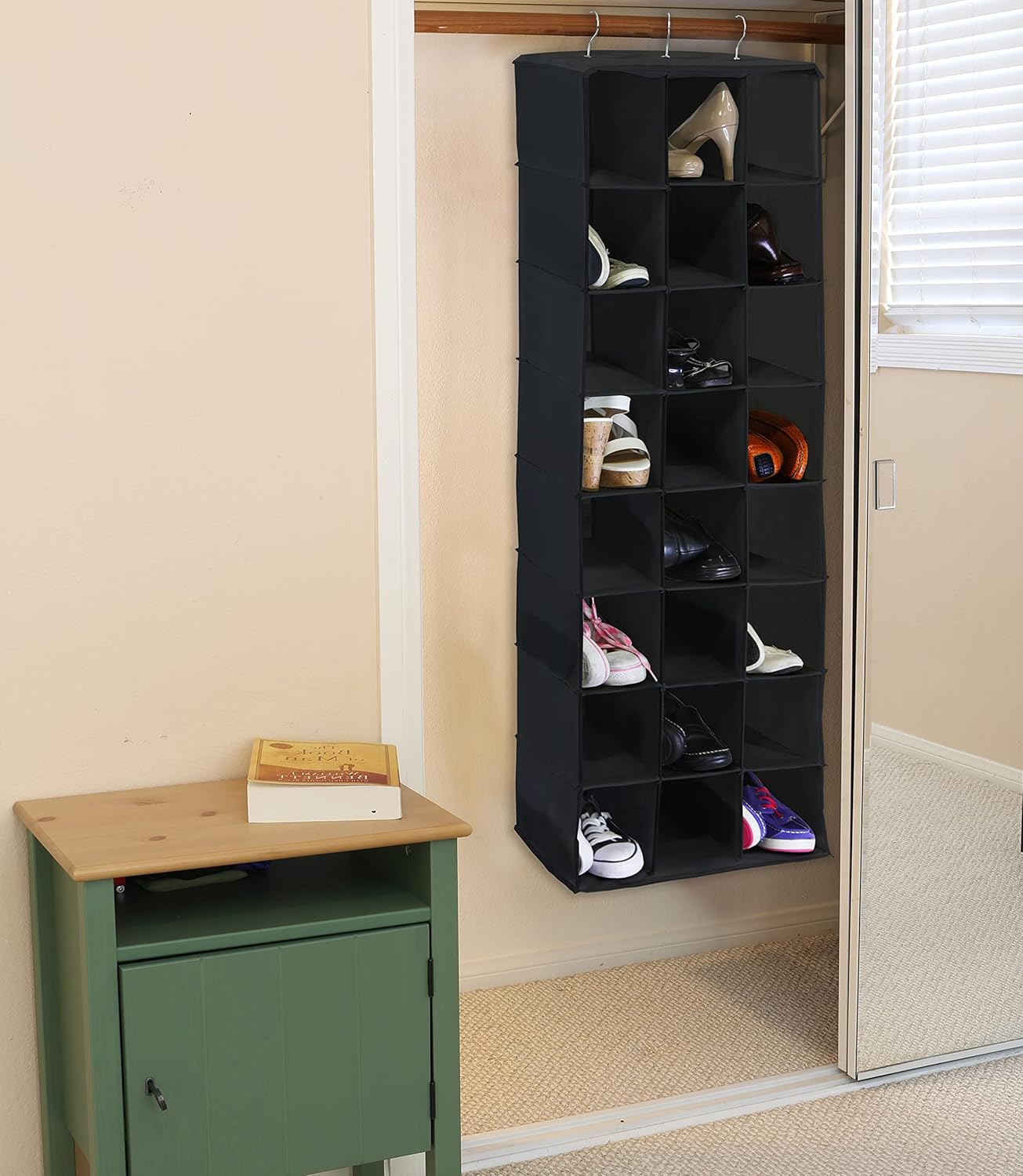 SIMPLE HOUSEWARE Hanging Closet Organizers 24 Section Shoe Shelves, Black