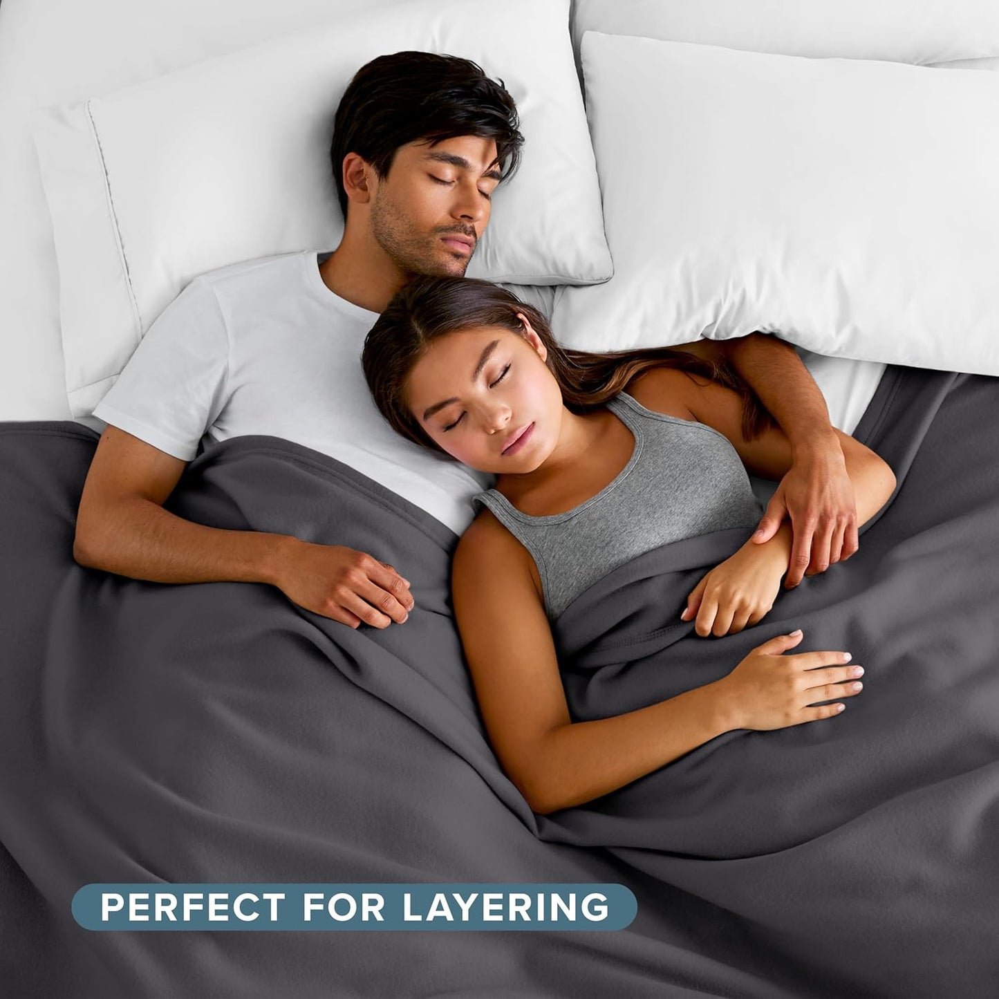 Bare Home Polar Fleece Blanket - Extra Long - Warm & Cozy - Premium Fleece - Throw for Bed, Sofa, Camping, Travel and Cold Nights - Lightweight Blanket (Twin/Twin XL, Forged Iron Grey)