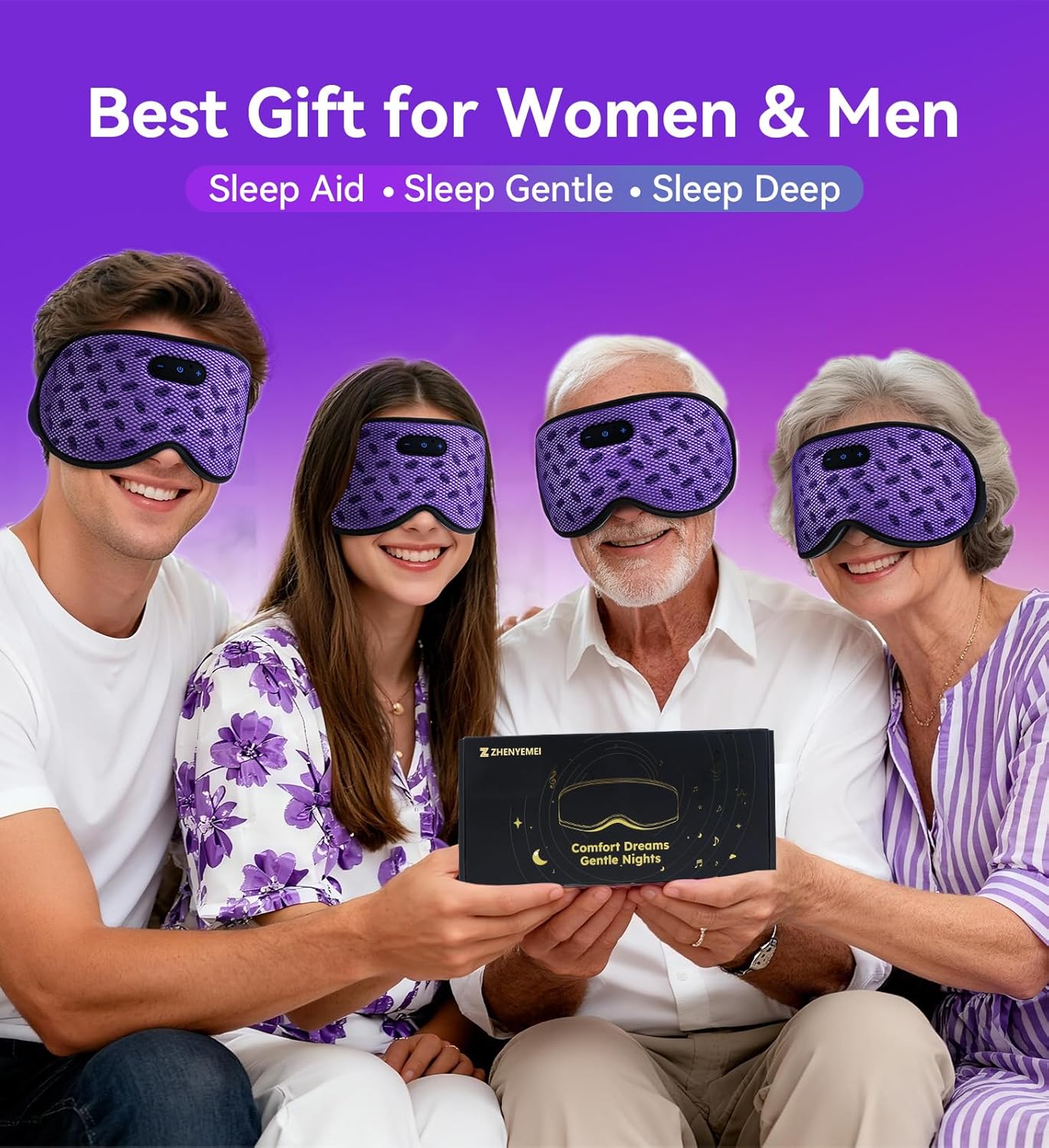 Sleep Eye Mask Bluetooth Headphones - 3D Contoured Zero Pressure Sleeping Masks 100% Blackout Eye Cover Breathable Sleeping Mask for Side Sleepers Wireless Earphone Ear Muff Headband Women Men Gift