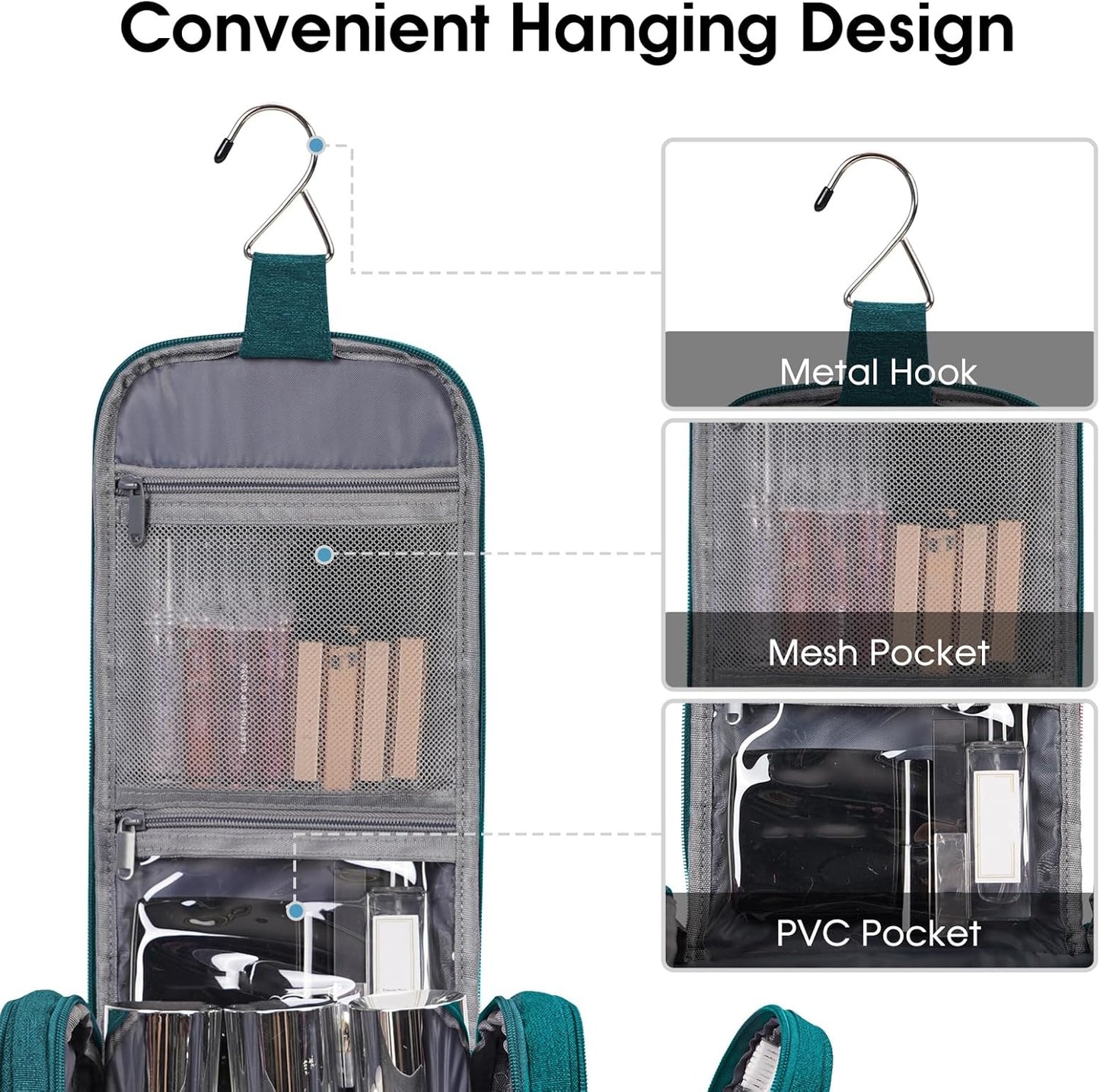 Narwey Hanging Toiletry Bag for Women Travel Makeup Bag Organizer Toiletries Bag for Cosmetics Essentials Accessories