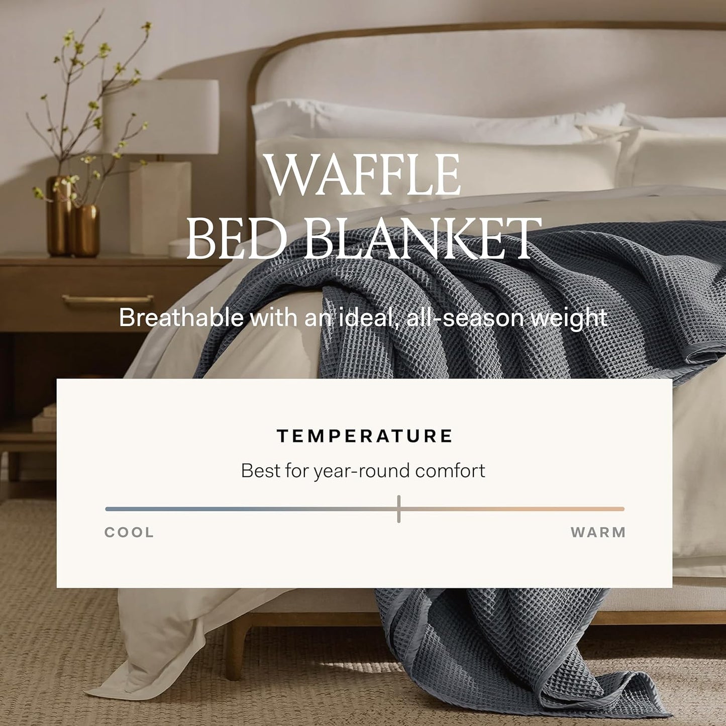 BOLL & BRANCH Waffle Bed Blanket - Twin, White - Luxury 100% Organic Cotton - Soft, Lightweight, Breathable - Textured Waffle Weave Design