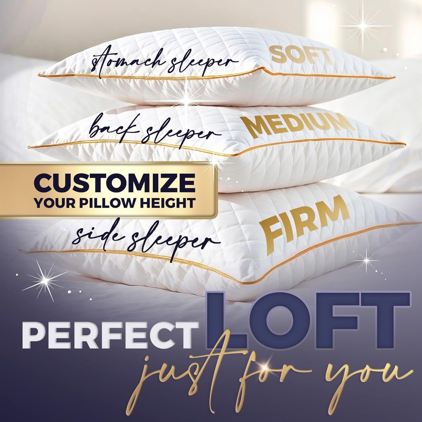 Royal Therapy Pillows Queen Size Set of 2, Shredded Memory Foam Pillows Queen, Rayon Derived from Bamboo Pillow