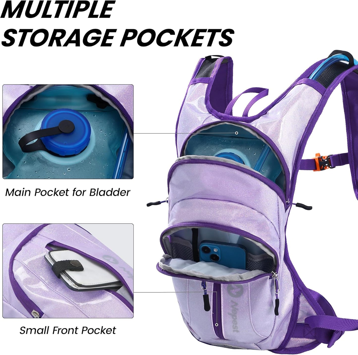 Nepest Hydration Pack Backpack for Women & Men, Lightweight Water Backpack with 2L Water Bladder for Hiking Cycling Running Biking