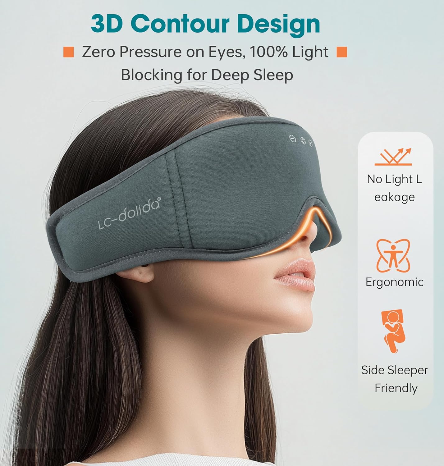 Sleep Mask with Headphones Bluetooth 5.4，LC-dolida 2025 New 3D Bluetooth Sleep Mask Headphones with Soft Bamboo Cotton for Side Sleepers Women Men, Sustainable Luxury for Better Sleep