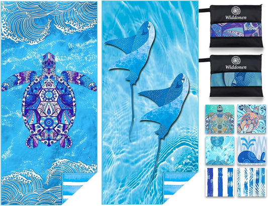 Microfiber Lightweight Beach Towel Sand Free Quick Dry Absorbent Thin Compact Towels for Swimming Pool Camping Beach Accessories Large Easy Pack Travel Things for Vacation Essentials Gift