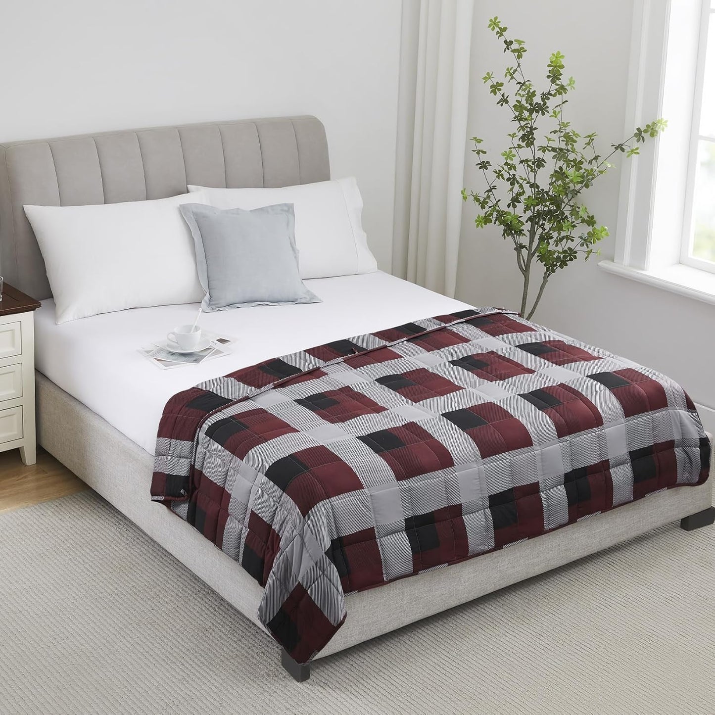 L'AGRATY Weighted Blanket - 60"x80" 25lbs Cooling Breathable Heavy Blanket Microfiber Material with Glass Beads Big Blanket for Adult All-season Summer Fall Winter Soft Thick Comfort Blanket