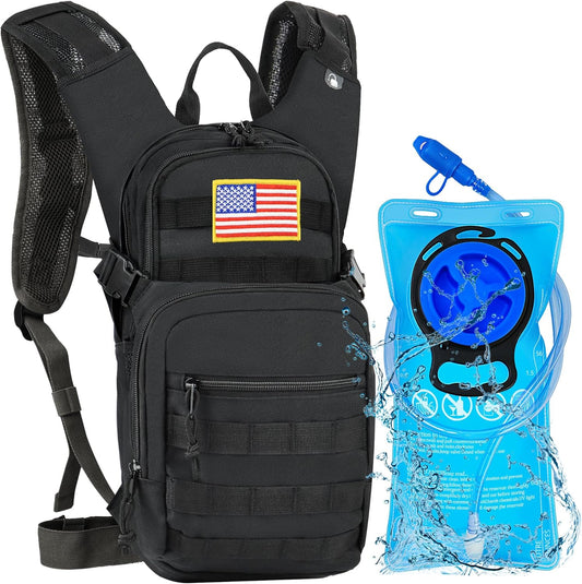 Tactical Hydration Backpack 2L Water Bladder - Lightweight Durable Pack for Hiking, Running, Outdoor Adventures, Adjustable Straps & Leak-Proof Design